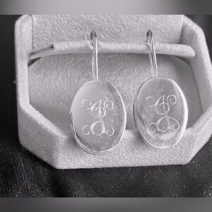 “J” mongramm solid sterling silver ,drop earrings